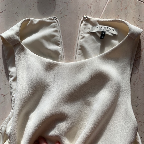 Halston Heritage Ivory Rucched Sleeveless Gown - Picture 6 of 8